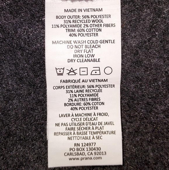 PrAna Mattea Women's Size L Herringbone Wool Blend Mock Neck Asymmetrical Top - Picture 7 of 7